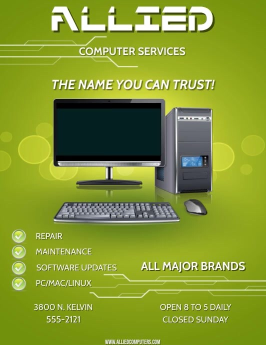 COMPUTER SERVICE Template | PosterMyWall