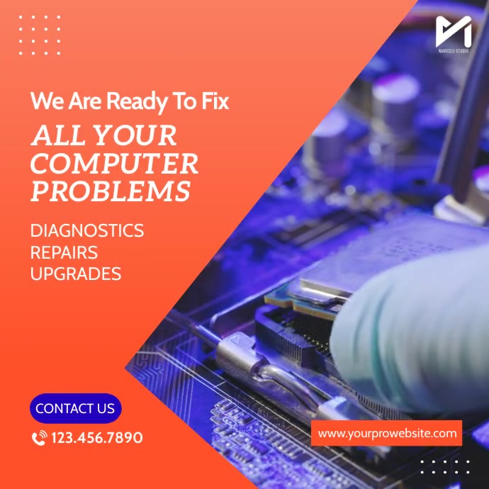 Computer Service Repairs Video Ad Template | PosterMyWall
