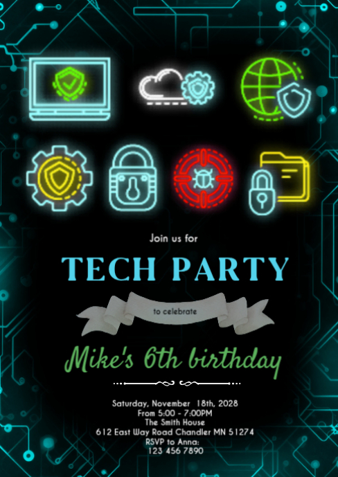 Modèle Computer Tech Birthday Invitation | PosterMyWall