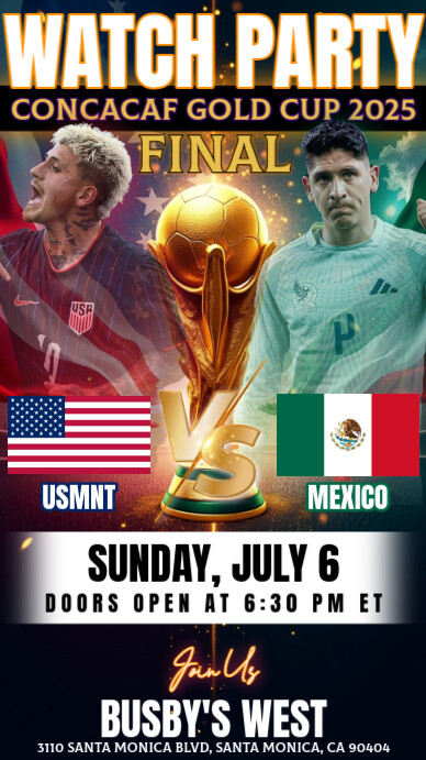 Concacaf Gold Cup Final 2025: USA vs Mexico Soccer Watch Party Instagram Post Template