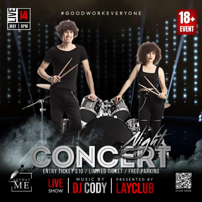 Concert Night Poster Wpis na Instagrama template