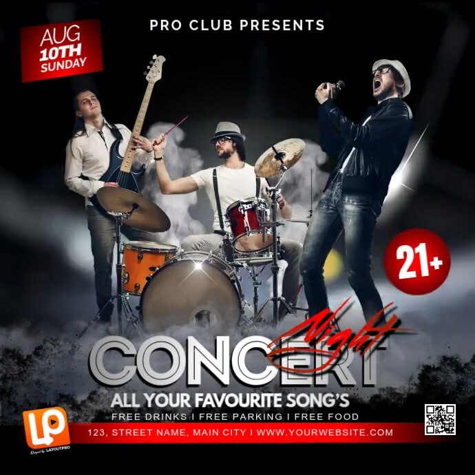 Concert Preview Examples Concert Night Video Template | PosterMyWall