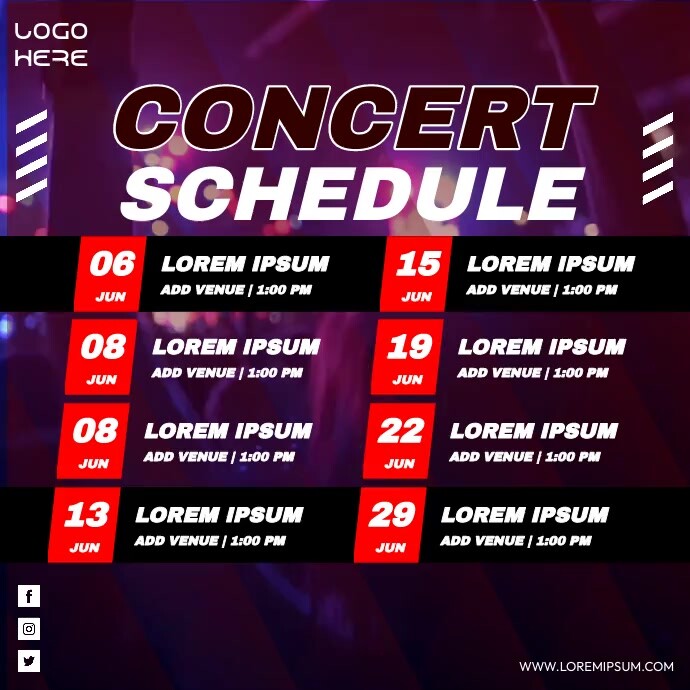 Concert Timetable Example Plantilla de Concert Schedule | PosterMyWall