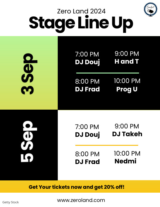 Concert Timetable Example Concert Schedule Gradient Template | PosterMyWall