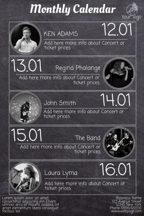 Concert Schedule Flyer Template | PosterMyWall