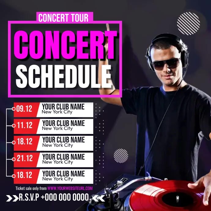 Concert Timetable Example Concert Schedule Video Template | PosterMyWall