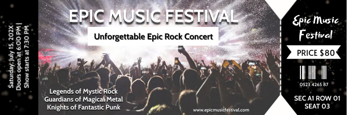 Concert Ticket Template, Concert Ticket Gift Banner 2' × 6'