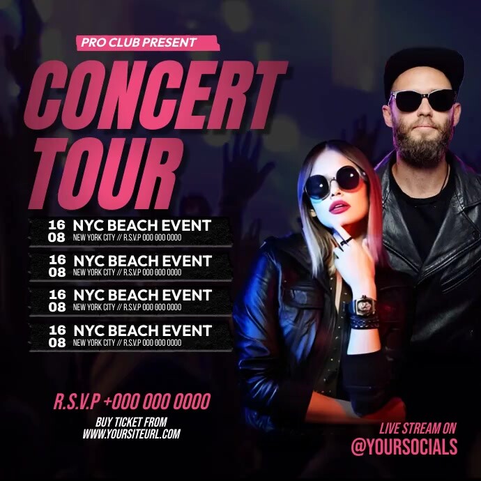 Concert Tour Night Party Instagram Plasing template