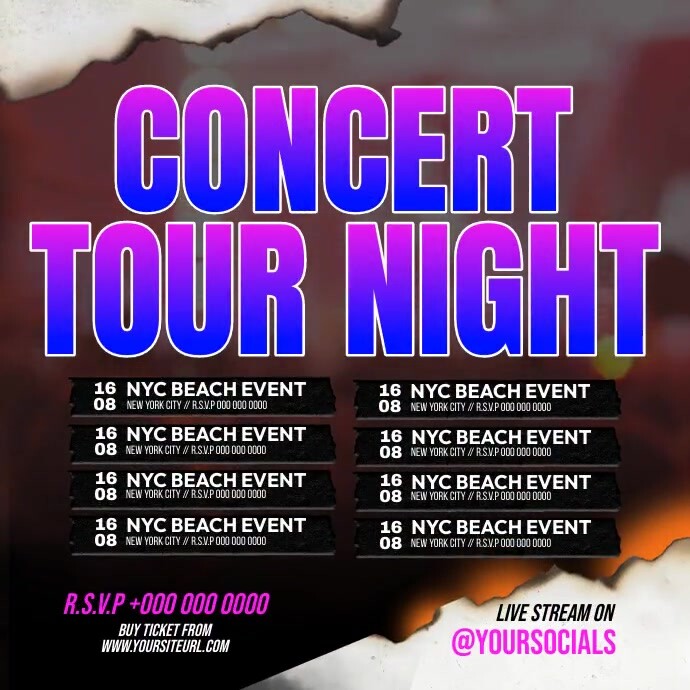 Concert Tour Night Schedule Template | PosterMyWall