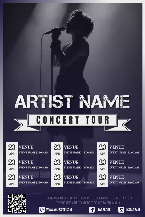 Concert Tour Schedule Poster Template | PosterMyWall