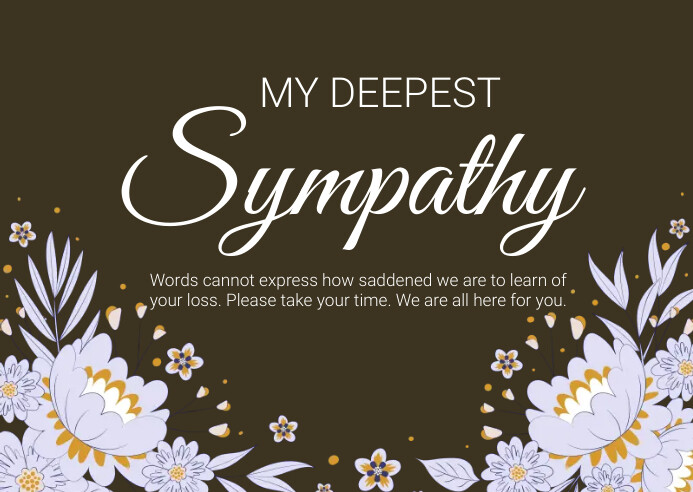 condolences, sympathy card template A6