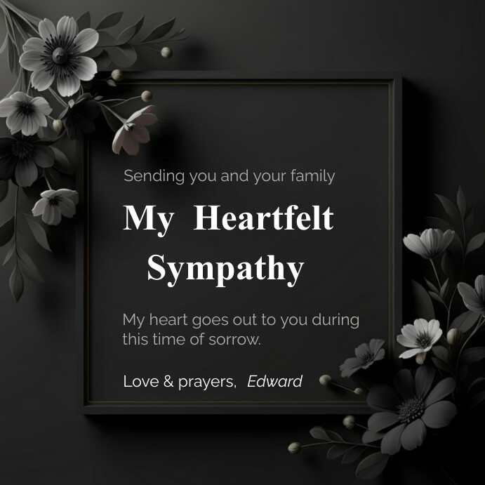condolences, sympathy card template 方形(1:1)