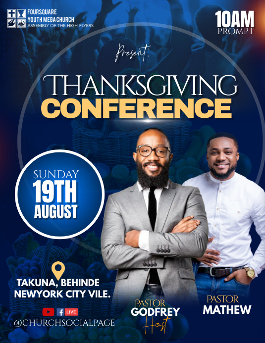 Conference church flyer (3) Folheto (US Letter) template
