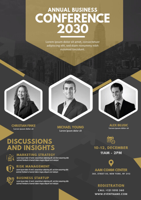 Conference Promo Flyer Example Grey Business Conference Flyer Template | PosterMyWall