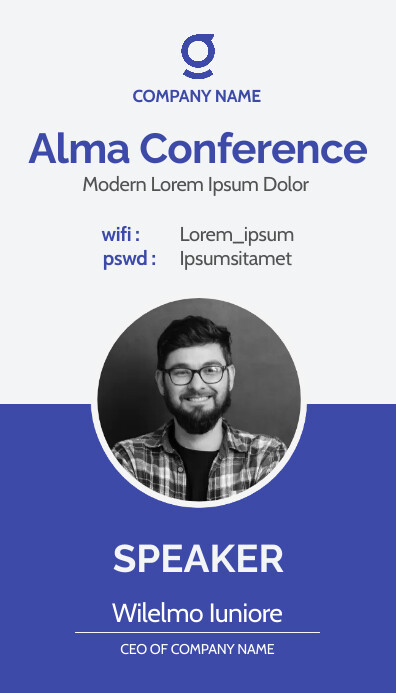 Identification Card Conference conference speaker modern id card Template | PosterMyWall