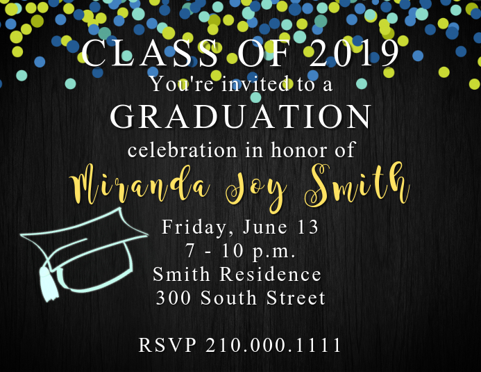 Confetti Grad Invite Template Løbeseddel (US Letter)