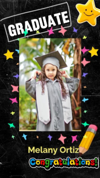 Black Graduation Announcement Digitalt display Template