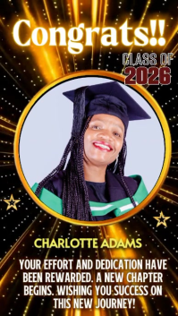 Black Graduation Celebration Digitalt display Template