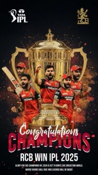 Congratulation royal challengers Bengaluru Instagram Story template