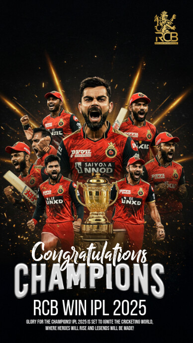 Congratulation royal challengers Bengaluru Instagram-verhaal template