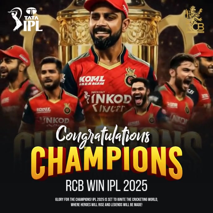 Congratulation royal challengers Bengaluru Square (1:1) template