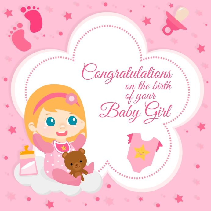 Congratulations, Baby Girl Instagram Post template