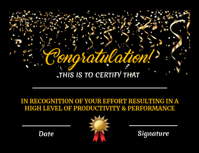 Congratulations Certificate Template Flyer (Letter pang-US)