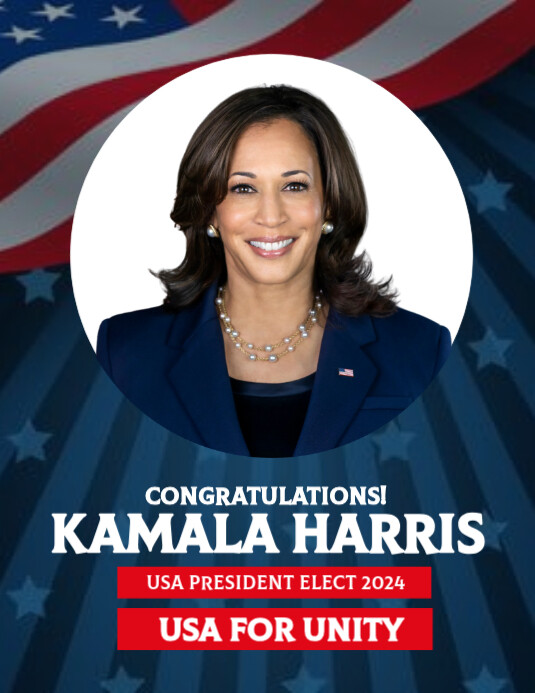 Congratulations Kamala Harris President USA Flyer Рекламная листовка (US Letter) template