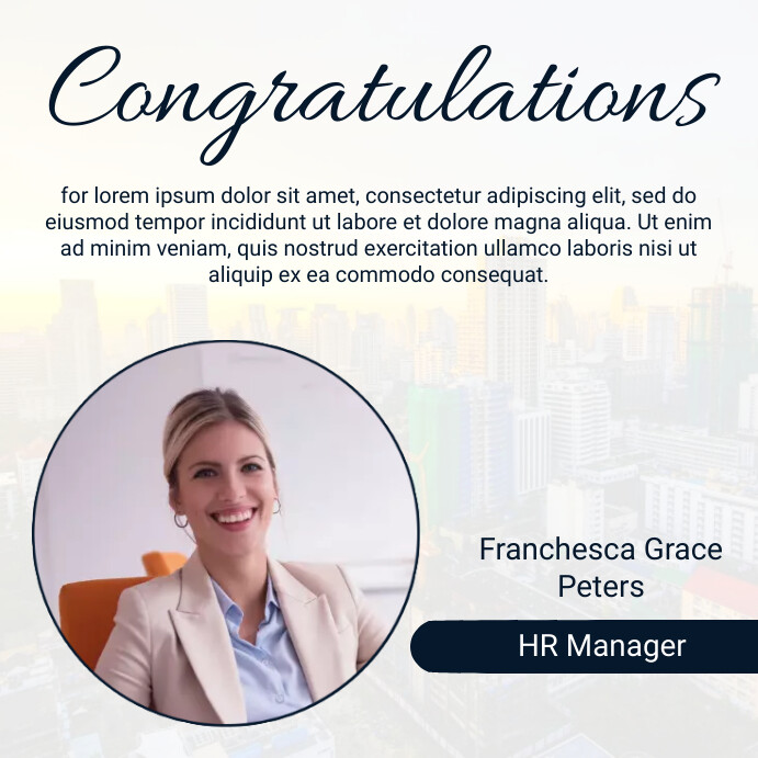 Congratulations message, congrats template Instagram Post