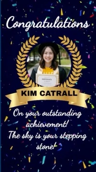 Congratulations message with picture frame Digital Display (9:16) template