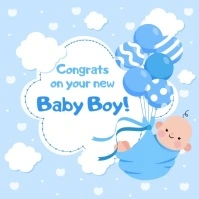 Congratulations on baby boy greeting card Publicación de Instagram template