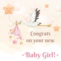 Congratulations on baby girl greeting card st Сообщение Instagram template