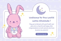 Announcement Baby Born Greeting Card Этикетка template