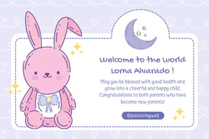 Announcement Baby Born Greeting Card Label template