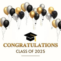 Congratulations on your graduation congrats graduating class of 2025 golden balloons confetti Publicação no Instagram template