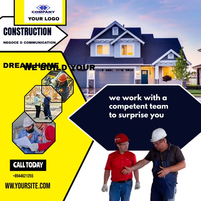 Construction & renovation Instagram post Template | PosterMyWall
