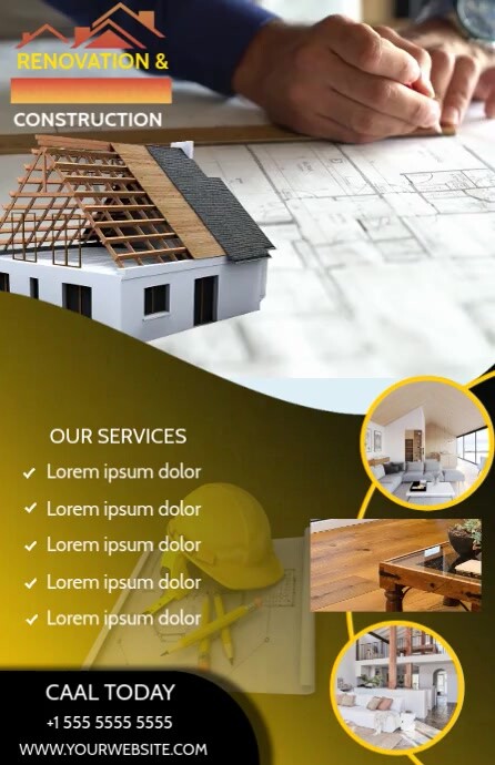 construction & renovation service poster Tabloid template