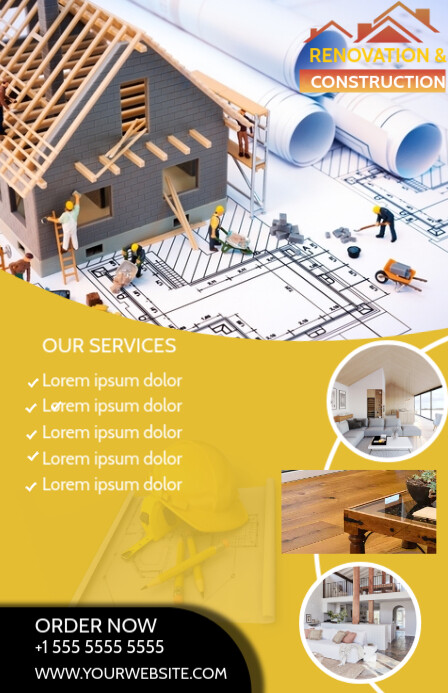 construction & renovation service poster Tabloid template