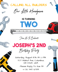 Construction Birthday Invitation – Little Builder Party Template Instagram Portrait