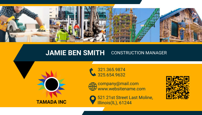 Construction Business Card Template | PosterMyWall