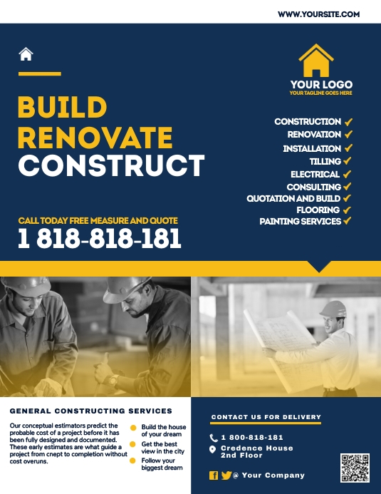 Copy of Construction company ad | PosterMyWall