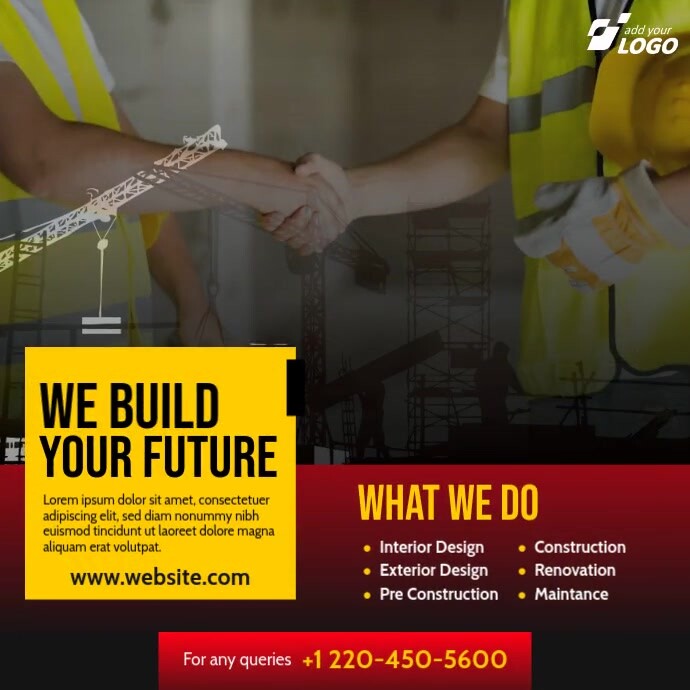 Construction Company Ad Template | PosterMyWall