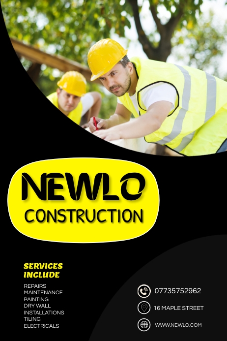 Contractor Advertisement Post Construction Company Ads Template | PosterMyWall