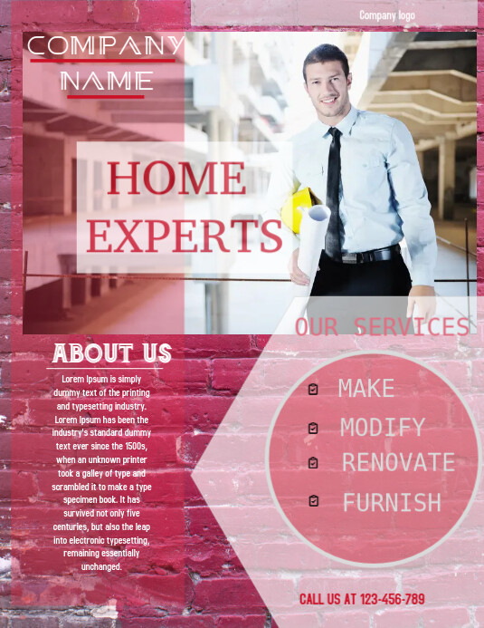 Baufirma Flyer Firmenflyer Kleine Unternehmen Vorlage Postermywall