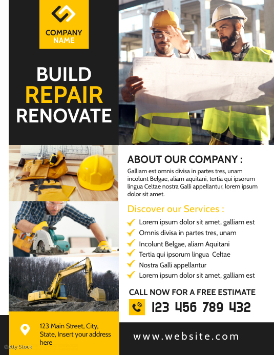 construction company flyer advertisement Template | PosterMyWall