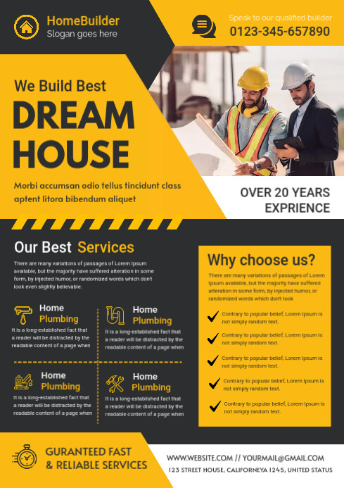Construction Company Flyer Template | PosterMyWall