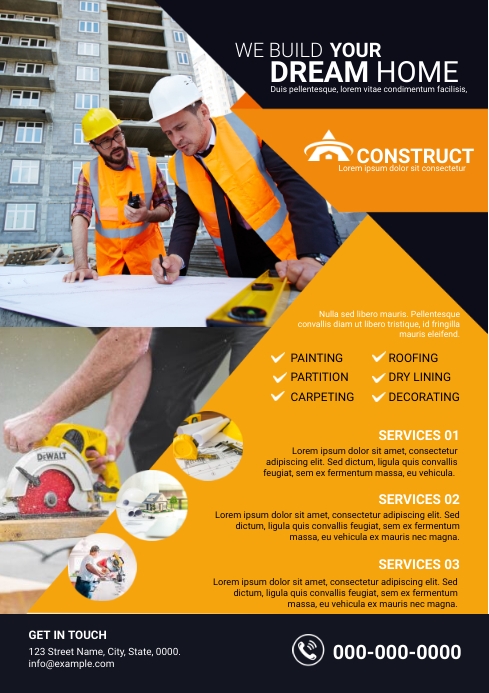 Construction Company Flyer Template | PosterMyWall