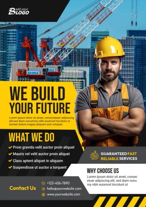 Construction Company Flyer Template | PosterMyWall