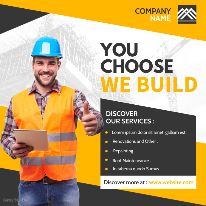 construction company instagram post banner ad Template | PosterMyWall