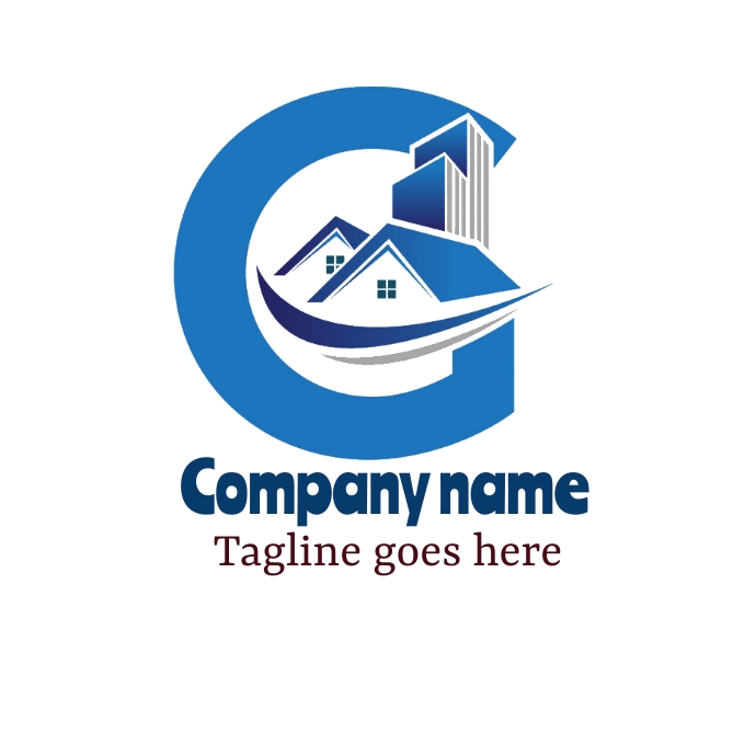 Construction company logo, real estate logo template